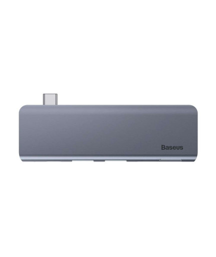 USB хъб Baseus Harmonica, 5 Порта, Type-C към 2xUSB 3.0, PD, TF, Micro SD, Сив - 12078