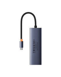 USB хъб Baseus UltraJoy, 5 Порта, Type-C към 3xUSB 3.0, RJ45, PD Сив - 12071