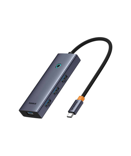 USB хъб Baseus UltraJoy, 5 Порта, Type-C към 4xUSB 3.0, PD, 0.22m, Сив - 12076