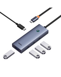 USB хъб Baseus UltraJoy, 5 Порта, Type-C към 4xUSB 3.0, PD, 0.22m, Сив - 12076