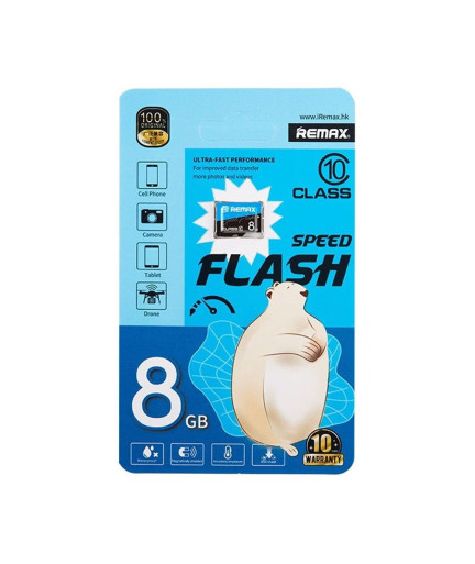 Карта памет Remax Speed Flash, Micro SD, 8GB, Class 10, Син - 62056