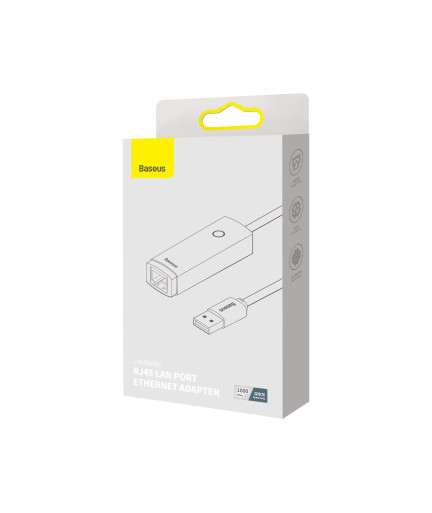 Мрежов адаптер Baseus Lite, USB към RJ45, 1000Mbps, Сив - 40392