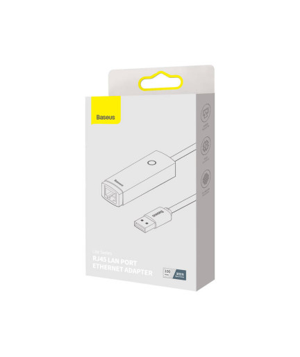 Мрежов адаптер Baseus Lite, USB към RJ45, 100Mbps, Сив - 40390
