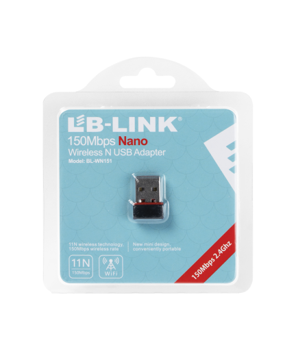 Безжичен мрежов адаптер LB-LINK BL-WN151, USB, 150Mbps, Черен - 19043