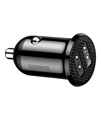 Зарядно устройство за кола Baseus Grain Pro, 4.8A, 2 x USB, Черен - 40509