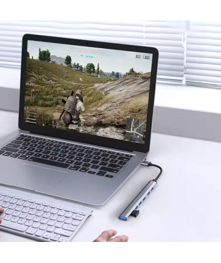 USB хъб DeTech, 7 порта, USB към 7хUSB3.0, Сив - 17848
