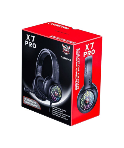 Слушалки Onikuma X7 Pro, За компютър, Микрофон, Подсветка, 3.5mm, USB, Черен - 20774