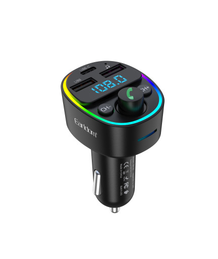FM Трансмитер Earldom ET-M78, Bluetooth, Micro SD, USB, Type-C, QC, Черен - 17776