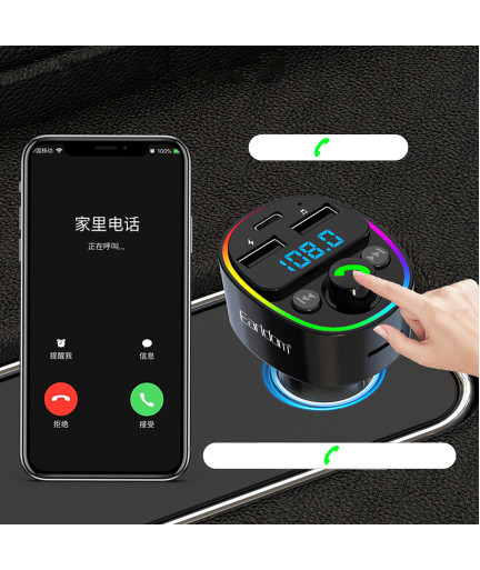 FM Трансмитер Earldom ET-M78, Bluetooth, Micro SD, USB, Type-C, QC, Черен - 17776