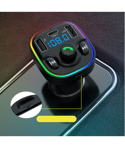 FM Трансмитер Earldom ET-M79, Bluetooth, Micro SD, USB, Type-C, QC, Черен - 17775