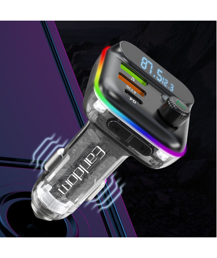 FM Трансмитер Earldom ET-M80, Bluetooth, Micro SD, USB, Type-C, PD, QC, Черен - 17774