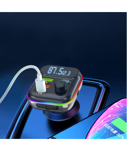 FM Трансмитер Earldom ET-M80, Bluetooth, Micro SD, USB, Type-C, PD, QC, Черен - 17774