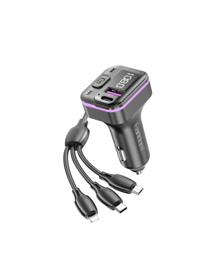 FM Трансмитер Earldom ET-M95, Bluetooth, USB, Type-C, 3.1A, С кабел 3 в 1, Черен - 17769