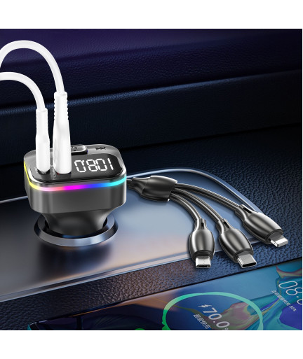 FM Трансмитер Earldom ET-M95, Bluetooth, USB, Type-C, 3.1A, С кабел 3 в 1, Черен - 17769