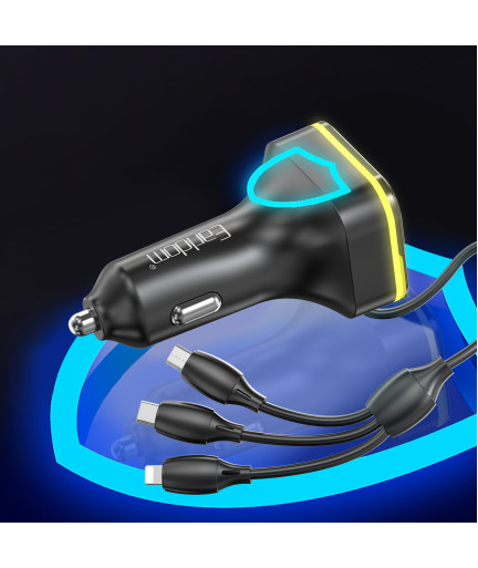 FM Трансмитер Earldom ET-M95, Bluetooth, USB, Type-C, 3.1A, С кабел 3 в 1, Черен - 17769