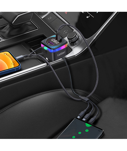 FM Трансмитер Earldom ET-M98, Bluetooth, USB, Type-C, 3.1A, С кабел 3 в 1, Черен - 17768