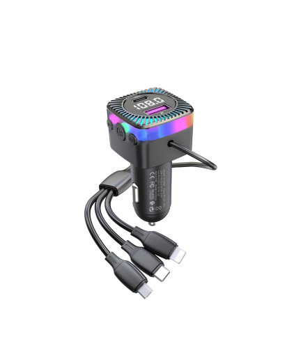 FM Трансмитер Earldom ET-M98, Bluetooth, USB, Type-C, 3.1A, С кабел 3 в 1, Черен - 17768