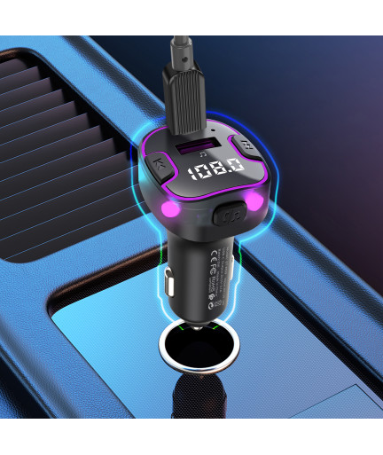 FM Трансмитер Earldom ET-M99, Bluetooth, USB, Type-C, QC, 3.1A, Черен - 17767