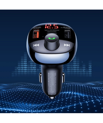 FM Трансмитер Remax Lodi RCC331, Зарядно за кола, 54.5W, Bluetooth, Черен – 40339