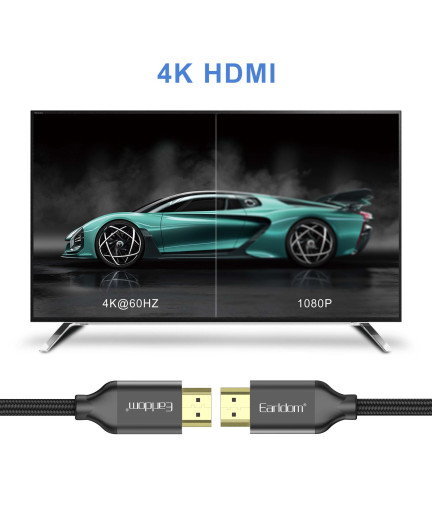 Кабел Earldom ET-W26 HDMI - HDMI, 5м., 4K, С оплетка, Черен - 18386