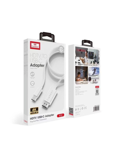Кабел Earldom ET-W32, Type-C - HDMI 4K, 2м., Бял - 40375
