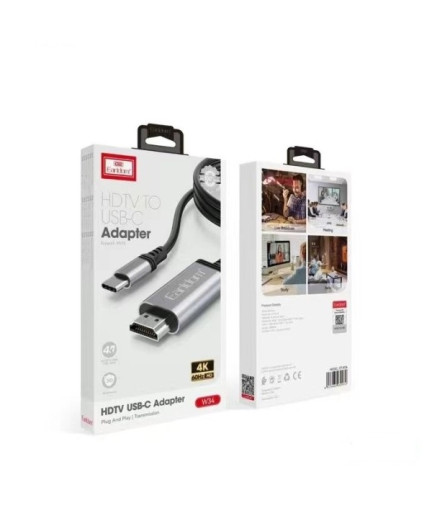 Кабел Earldom ET-W34, Type-C - HDMI 4K, 2м., Черен - 40374