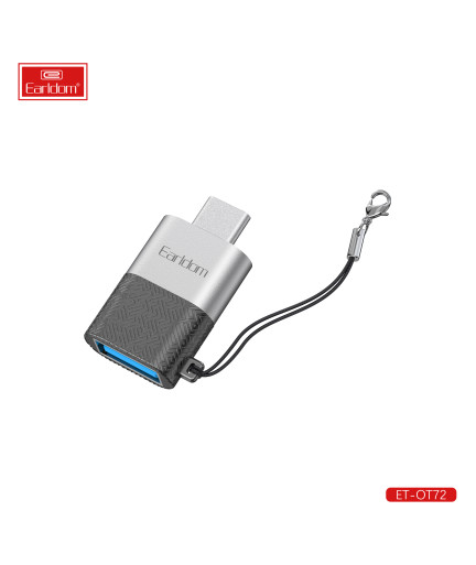 Преходник Earldom ET-OT72, USB (F) към Type-C, OTG, Черен - 40366