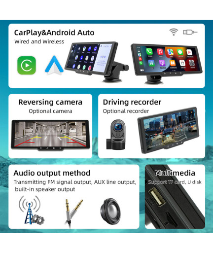 Преносим CarPlay / Android Auto дисплей No brand, X5314, 10.26", За автомобил - 13320