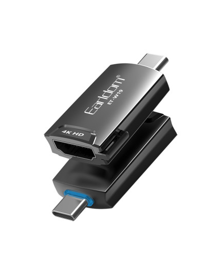 Преходник Earldom ET-W19 HDMI (F) към Type-C, HD 4K, Сив - 40376