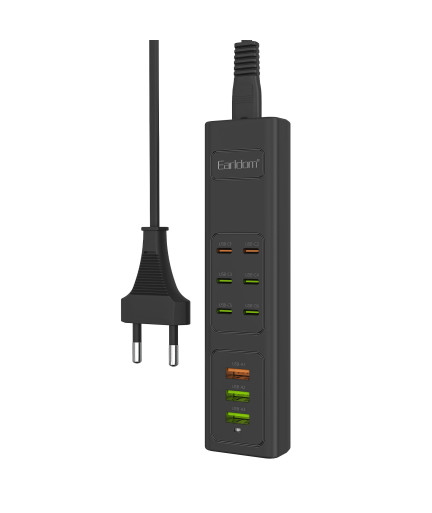 Удължител Earldom ES-SC24, 6 х USB-C, 3 x USB F, 1м., Черен - 40520