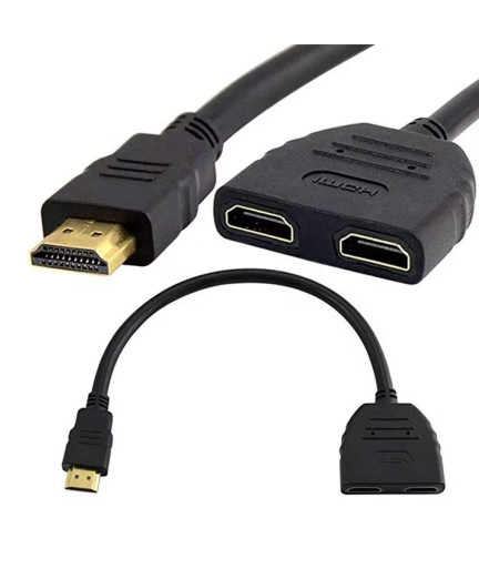 Сплитер DeTech, HDMI (M) - 2*HDMI(F), Черен - 17861