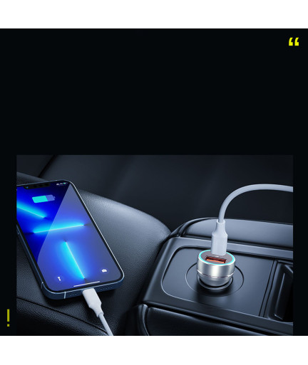 Зарядно устройство за кола Earldom ES-CC29, 30W, USB QC3.0, PD, С Type-C PD кабел, Сребрист - 40351