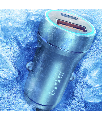 Зарядно устройство за кола Earldom ES-CC29, 30W, USB QC3.0, PD, С Type-C PD кабел, Сребрист - 40351