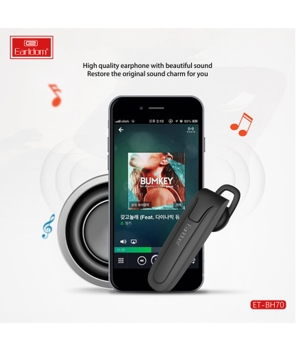 Bluetooth слушалка Earldom ET-BH70, Handsfree, Черен – 17908