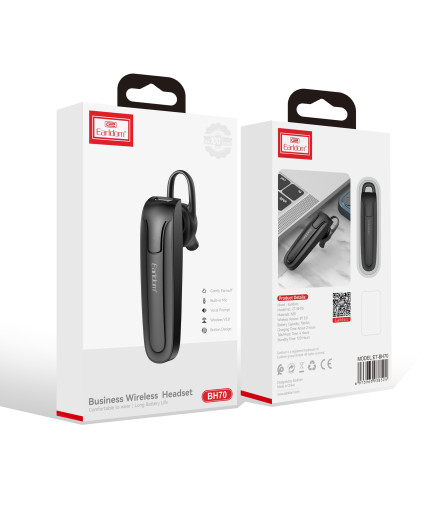 Bluetooth слушалка Earldom ET-BH70, Handsfree, Черен – 17908