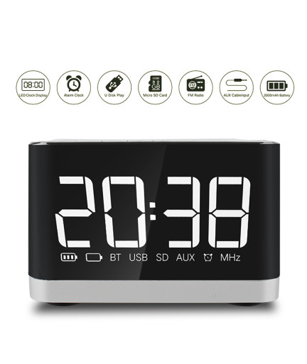 Тонколона Kisonli G8, Bluetooth, Часовник, USB, SD, FM, AUX, RGB, Различни цветове - 22281