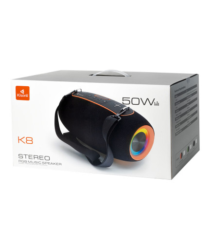 Тонколона Kisonli K8, Bluetooth, USB, SD, AUX, RGB, Черен - 22296
