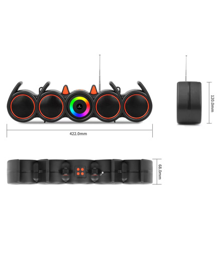 Тонколона Kisonli LED-918, Bluetooth, USB, SD, RGB, AUX, FM, Черен - 22317