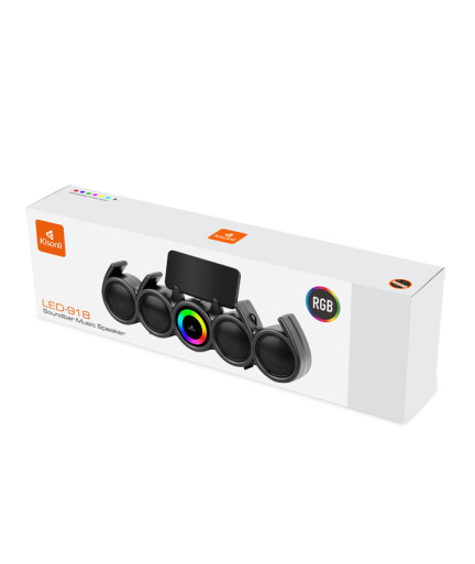Тонколона Kisonli LED-918, Bluetooth, USB, SD, RGB, AUX, FM, Черен - 22317