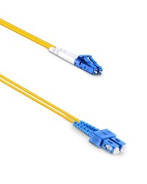 Оптичен пач кабел DeTech, SC-LC, UPC, Singlemode, Duplex, 10м, Жълт - 18329