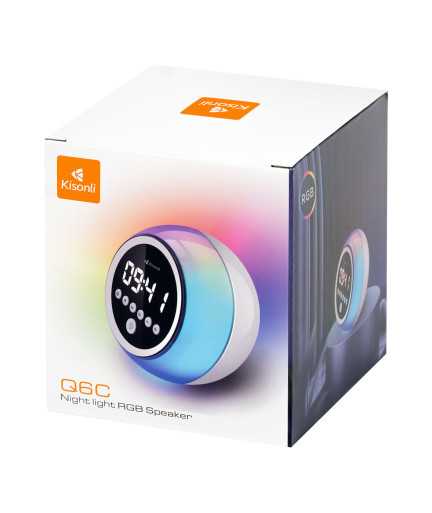 Тонколона Kisonli Q6C, Bluetooth, SD, FM, RGB, Бял - 22283