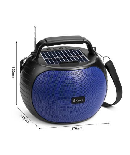 Тонколона Kisonli SC-22, Bluetooth, Солар, USB, SD, AUX, Различни цветове - 22322