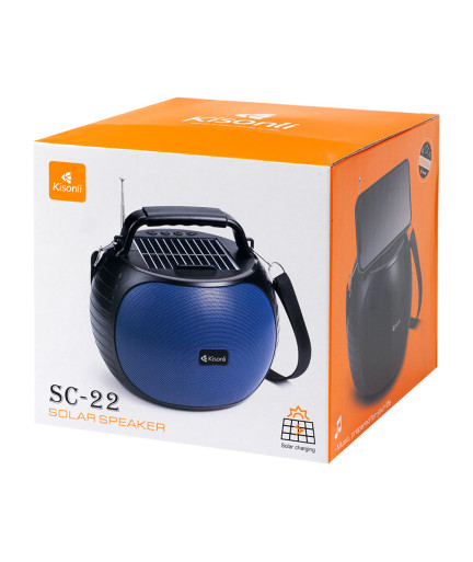 Тонколона Kisonli SC-22, Bluetooth, Солар, USB, SD, AUX, Различни цветове - 22322
