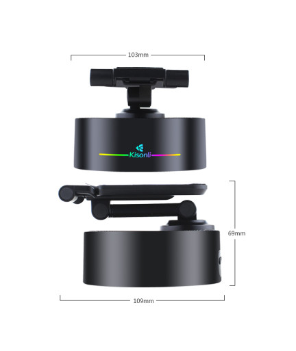 Тонколона със стойка за телефон Kisonli M5, Bluetooth, Безжично зареждане, FM, AUX, RGB, Различни цветове - 22275