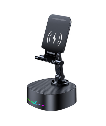 Тонколона със стойка за телефон Kisonli M5, Bluetooth, Безжично зареждане, FM, AUX, RGB, Различни цветове - 22275