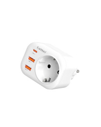 Универсален преходник - зарядно Earldom ES-SC18, 2xUSB, 1xType-C, Шуко, Бял - 40524