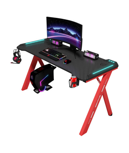 Геймърско бюро No brand D2107, 4 в 1, RGB, Черен - 74007