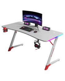 Геймърско бюро No brand D2209, 4 в 1, RGB, Бял - 74002