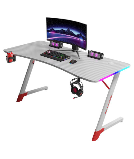 Геймърско бюро No brand D2209, 4 в 1, RGB, Бял - 74002