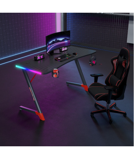 Геймърско бюро No brand D2209, 4 в 1, RGB, Черен - 74001